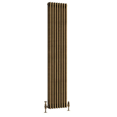 Plum&Clay Corwin Rustic Brass Triple Column Vertical Traditional Cast Iron Style Radiator (W)380mm (H)1800mm