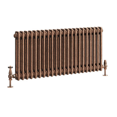 Plum&Clay Corwin Rustic Copper Double Column Horizontal Traditional Cast Iron Style Radiator (W)1010mm (H)400mm