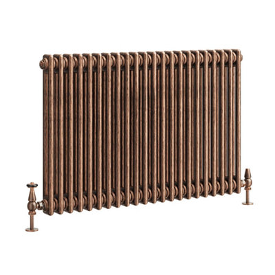 Plum&Clay Corwin Rustic Copper Double Column Horizontal Traditional Cast Iron Style Radiator (W)1010mm (H)600mm