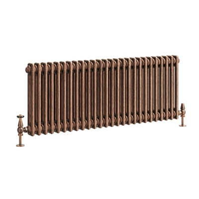 Plum&Clay Corwin Rustic Copper Double Column Horizontal Traditional Cast Iron Style Radiator (W)1190mm (H)400mm