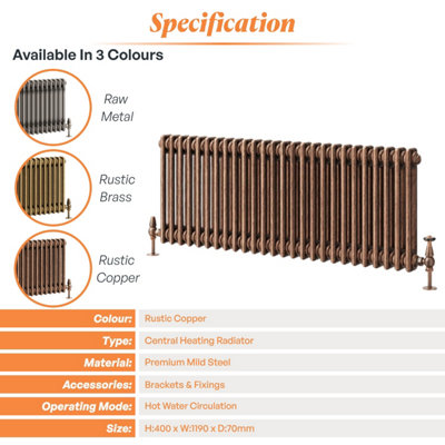 Plum&Clay Corwin Rustic Copper Double Column Horizontal Traditional ...