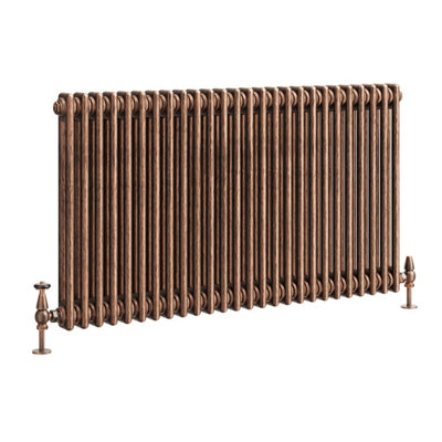 Plum&Clay Corwin Rustic Copper Double Column Horizontal Traditional Cast Iron Style Radiator (W)1190mm (H)600mm