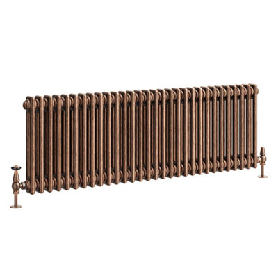 Plum&Clay Corwin Rustic Copper Double Column Horizontal Traditional Cast Iron Style Radiator (W)1370mm (H)400mm