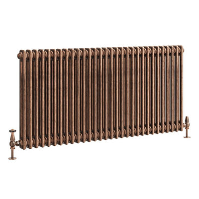 Plum&Clay Corwin Rustic Copper Double Column Horizontal Traditional Cast Iron Style Radiator (W)1370mm (H)600mm