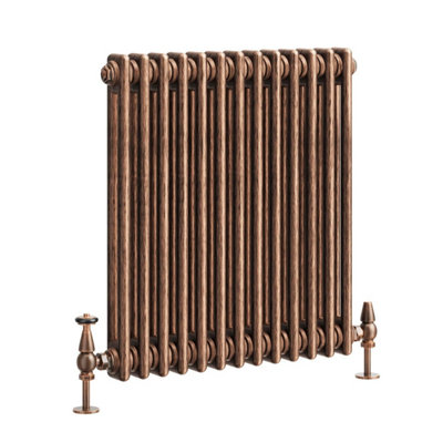 Plum&Clay Corwin Rustic Copper Double Column Horizontal Traditional Cast Iron Style Radiator (W)605mm (H)600mm