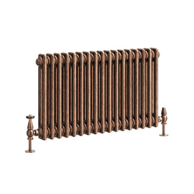 Plum&Clay Corwin Rustic Copper Double Column Horizontal Traditional Cast Iron Style Radiator (W)785mm (H)400mm
