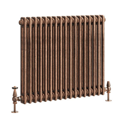 Plum&Clay Corwin Rustic Copper Double Column Horizontal Traditional Cast Iron Style Radiator (W)785mm (H)600mm