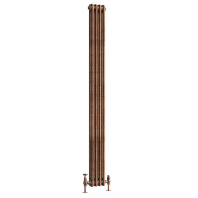 Plum&Clay Corwin Rustic Copper Double Column Vertical Traditional Cast Iron Style Radiator (W)200mm (H)1800mm