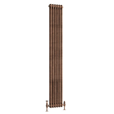 Plum&Clay Corwin Rustic Copper Double Column Vertical Traditional Cast Iron Style Radiator (W)290mm (H)1800mm