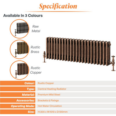 Plum&Clay Corwin Rustic Copper Triple Column Horizontal Traditional ...