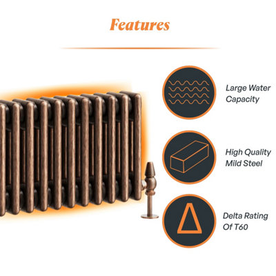 Plum&Clay Corwin Rustic Copper Triple Column Horizontal Traditional ...