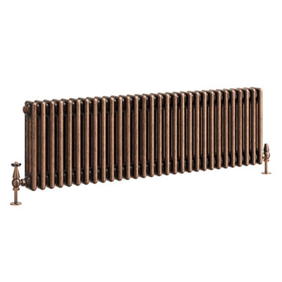 Plum&Clay Corwin Rustic Copper Triple Column Horizontal Traditional Cast Iron Style Radiator (W)1370mm (H)400mm