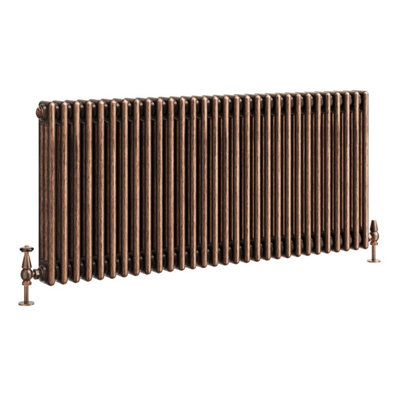 Plum&Clay Corwin Rustic Copper Triple Column Horizontal Traditional Cast Iron Style Radiator (W)1370mm (H)600mm