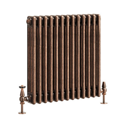 Plum&Clay Corwin Rustic Copper Triple Column Horizontal Traditional Cast Iron Style Radiator (W)605mm (H)600mm