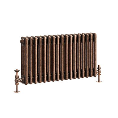 Plum&Clay Corwin Rustic Copper Triple Column Horizontal Traditional Cast Iron Style Radiator (W)785mm (H)400mm