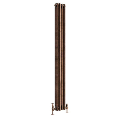 Plum&Clay Corwin Rustic Copper Triple Column Vertical Traditional Cast Iron Style Radiator (W)200mm (H)1800mm
