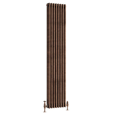 Plum&Clay Corwin Rustic Copper Triple Column Vertical Traditional Cast Iron Style Radiator (W)380mm (H)1800mm