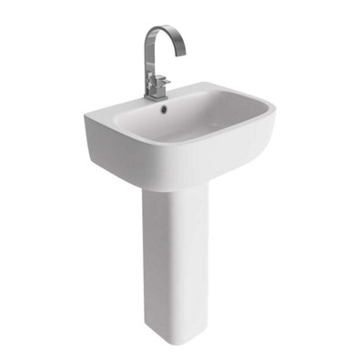 Plum&Clay Danby Bathroom Ceramic Basin & Full Pedestal with One Tap Hole and Overflow