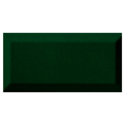 Plum&Clay Dark Green Gloss Metro Ceramic Wall Tile (L)200mm (W)100mm