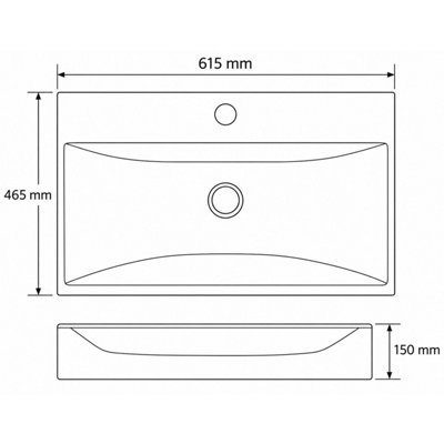 Plum&Clay Denver Ceramic Basin Bathroom Vanity Sink Only (W) 615mm