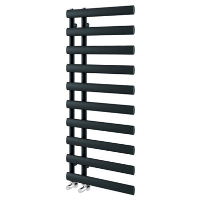 Plum&Clay Donovan Black Heated Towel Rail (H)1140mm (W)500mm