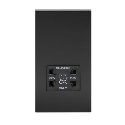 Plum&Clay Dual Voltage 115/230V Black Shaver Socket IP44 Rated