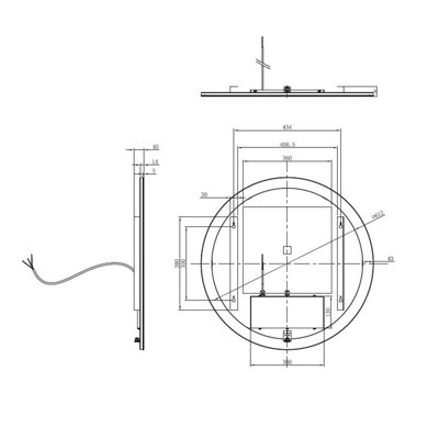 Plum&Clay Echo Circular Wallmounted LED Illuminated Bathroom Mirror (H)700mm (W)700mm