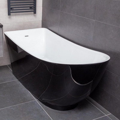 Plum&Clay Edmonton Black Acrylic Freestanding Bath (L)1750mm (W)750mm