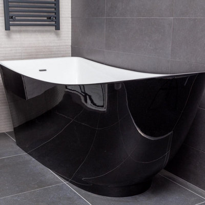 Plum&Clay Edmonton Black Acrylic Freestanding Bath (L)1750mm (W)750mm