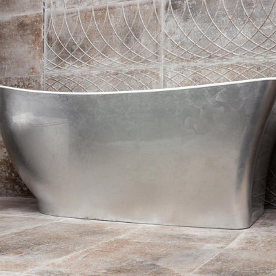 Plum&Clay Edmonton Silver Effect Acrylic Freestanding Bath (L)1750mm (W)750mm