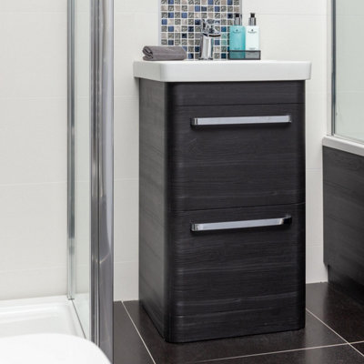 Plum&Clay Emery Textured Black Floor Standing Bathroom Vanity Unit ...