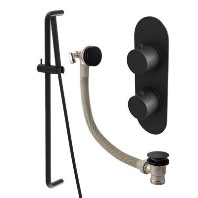 Plum&Clay Emilia Black Dual Control Concealed Thermostatic Shower Valve ...