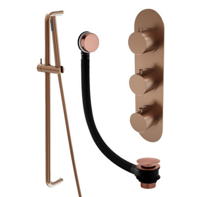 Plum&Clay Emilia Bronze Round 2 Way Concealed Thermostatic Shower Valve ...