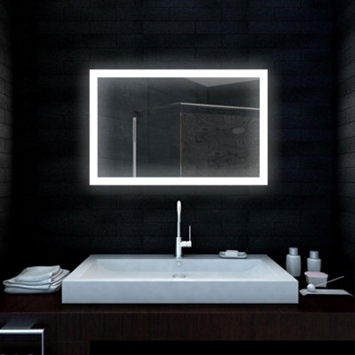 Plum&Clay Enigma LED Illuminated Bathroom Mirror with Demister (H)650mm (W)800mm