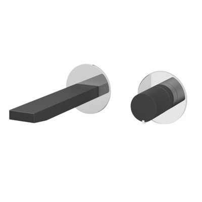 Plum&Clay Enzo Black & Chrome Round Wall-mounted Basin Mixer Tap