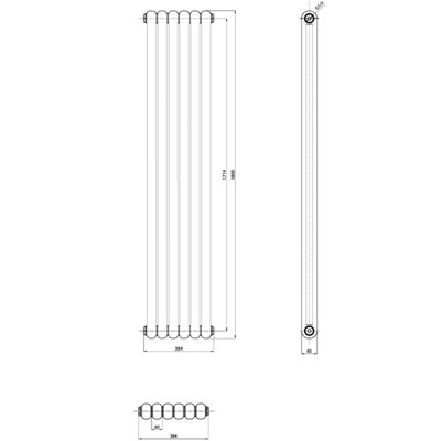 Plum&Clay Estelle Grey Double Vertical Column Radiator (H)1800mm (W)380mm