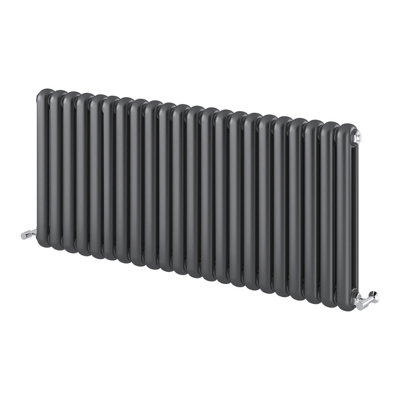 Plum&Clay Estelle Grey Horizontal Double Column Radiator (H)600mm (W)1340mm
