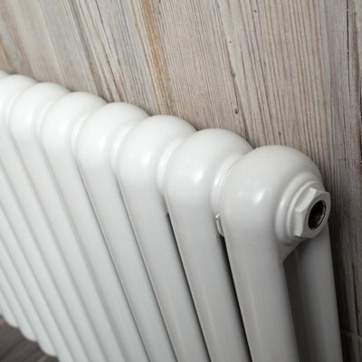 Plum&Clay Estelle White Horizontal Double Column Radiator (H)600mm (W)622mm