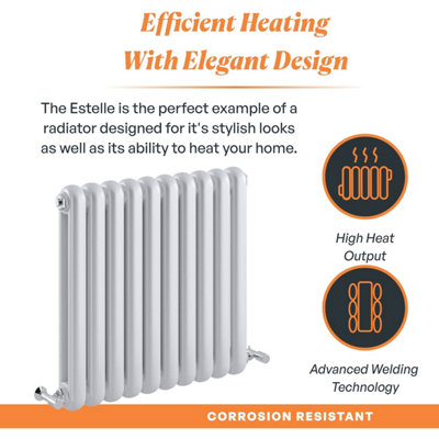 Plum&Clay Estelle White Horizontal Double Column Radiator (H)600mm (W)622mm