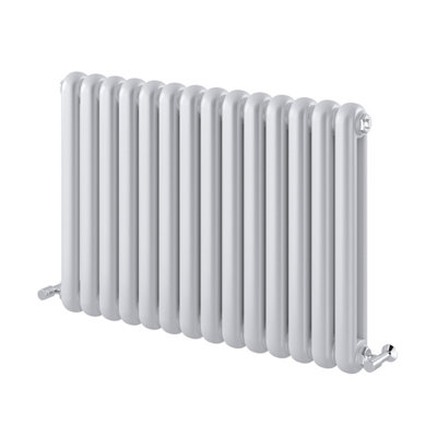 Plum&Clay Estelle White Horizontal Double Column Radiator (H)600mm (W)860mm