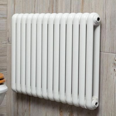 Plum&Clay Estelle White Horizontal Double Column Radiator (H)600mm (W)860mm