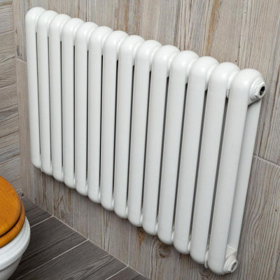 Plum&Clay Estelle White Horizontal Double Column Radiator (H)600mm (W)860mm
