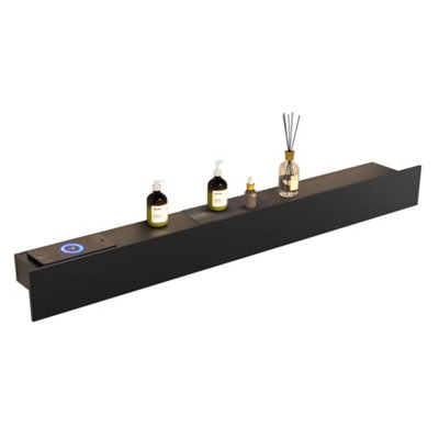 Plum&Clay Eve Black Floating Wireless Charging Smart Shelf with LED Lighting (W)800mm