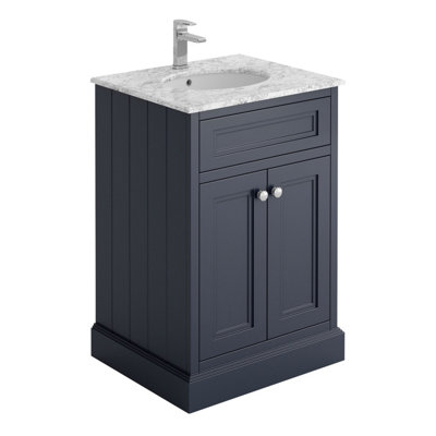 Plum&Clay Fairmont Traditional Blue Grey Square Floor Standing Vanity Unit (W)600mm Price Comparisons | Compare The Build