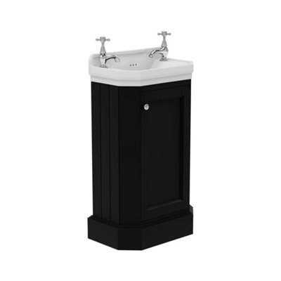 Plum&Clay Fairmont Traditional Cloakroom Bathroom Vanity Unit with Basin - Black (H)86cm (W)51cm