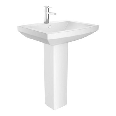 Plum&Clay Fernando Square 1 Tap Hole Basin & Pedestal Bathroom Sink
