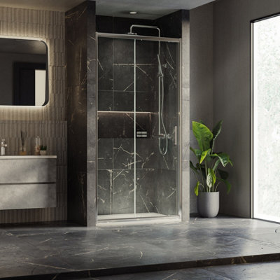 Plum&Clay Flora Chrome Sliding Shower Door (W)1300mm