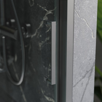 Plum&Clay Flora Gun Grey Sliding Shower Door (W)1400mm