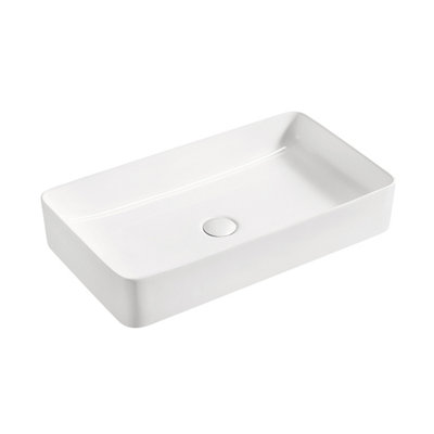 Plum&Clay Geller Gloss White Ceramic Rectangular Counter Top Basin (W)600mm (D)380mm