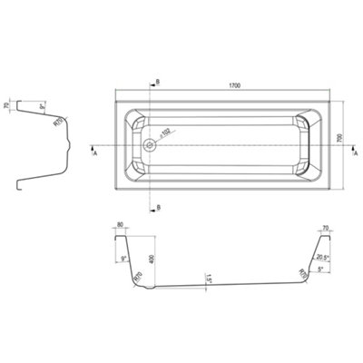 Plum&Clay Genoa White Super-Strong Acrylic Single Ended Straight Bath (L)1700mm (W)700mm